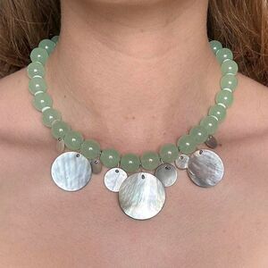 Handmade One of A Kind Mother of pearl/Jade Necklace